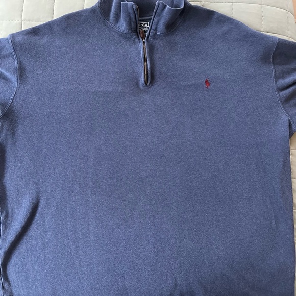 POLO by Ralph Lauren 1/4 Zip Pullover Navy Sweater Top Size 2XL Big - Picture 6 of 13